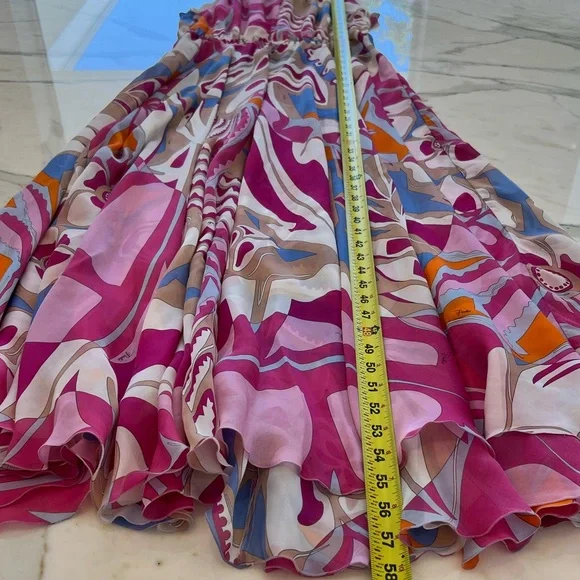 EMILIO PUCCI PINK MULTI MAXI SILK DRESS SIZE IT 40 / US 6